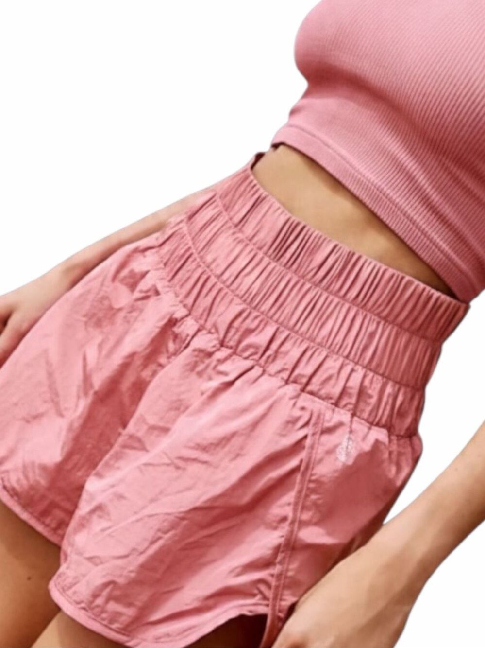 FREE PEOPLE MOVEMENT The Way Home High-Rise Shorts Pink Medium